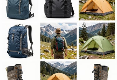 Close-up of a hiking backpack filled with gear ready for a trail adventure.