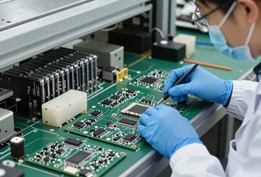 Close-up of high-performance electronic components ready for assembly.