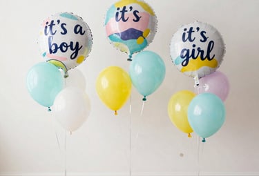 A lively birthday party setup with colorful balloons and festive decorations.