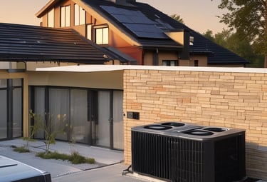 Rooftop solar panels gleaming under a clear sky on a sleek modern home.
