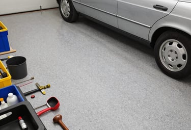 PVC Flake system garage floor installation