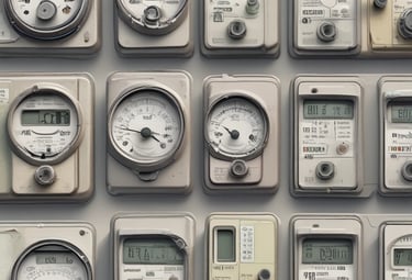 Electricity and gas meters installed in a residential building.