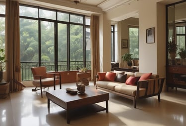 Image showing a designer working on interior plans with samples and sketches.