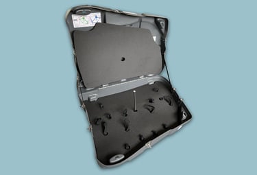 An open Bike Box Alan bike box, showing fixing points