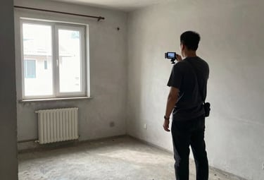 Close-up of a historic building facade undergoing careful restoration work.