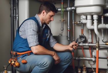 A plumber fixing a kitchen sink with tools and focused attention.
