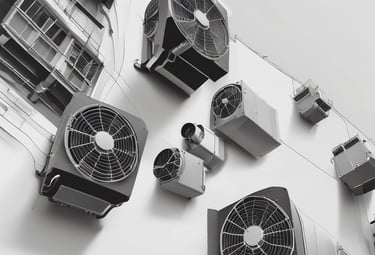 Close-up of a technician inspecting and servicing an air conditioning unit indoors.