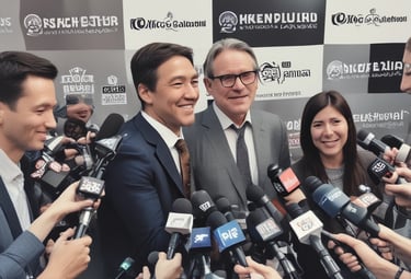 A professional presenting a strategic communication plan on a digital screen.