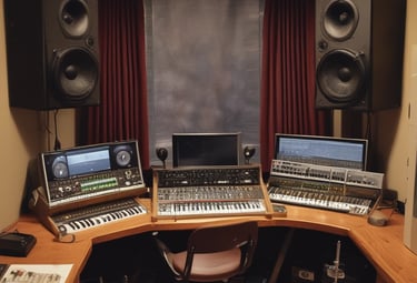 A vibrant stage scene bathed in blue and white lights featuring a confident singer mid-performance.