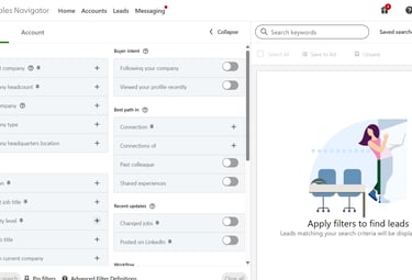Sales Navigator search filters for building precise prospect lists.