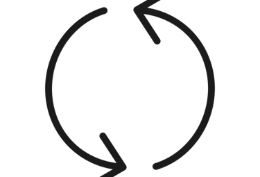 Ícono minimalista de actualización o sincronización gris oscuro con flechas circulares giratorias
