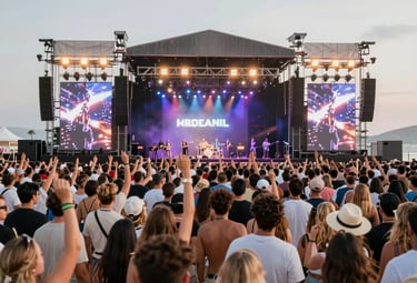 People dancing and enjoying a lively social gathering with colorful lights.