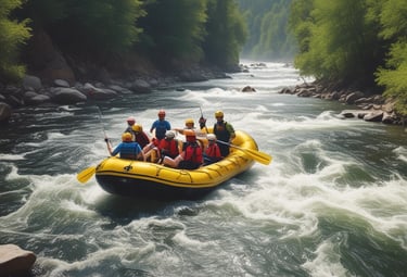 A safari vehicle navigating dense jungle terrain with curious wildlife nearby.