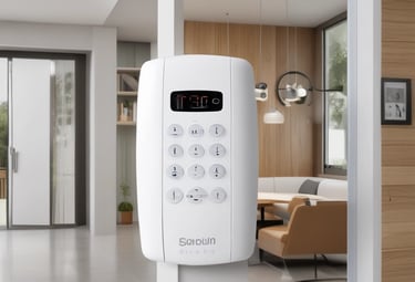 Technician installing a biometric access control panel at the entrance of a commercial building.