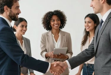 Business professional working comfortably in a stylish serviced apartment workspace.