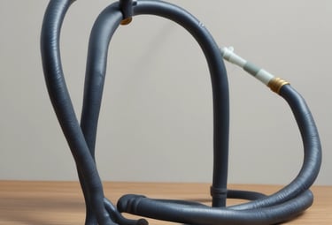 Technician inspecting hydraulic fittings with precision tools in a factory.