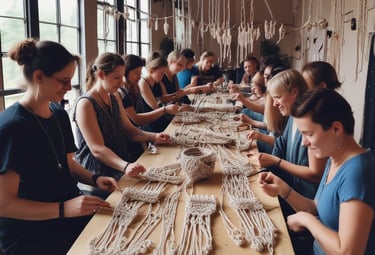 A team discussing website strategies around a laptop with color swatches.