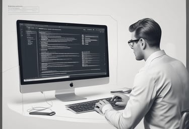 A team collaborating over digital strategy plans with purple and blue highlights.