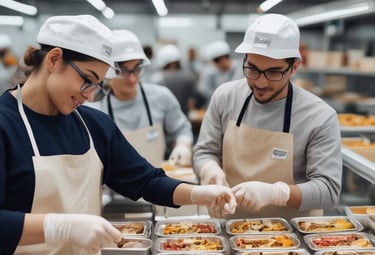 A team collaborating over digital strategy plans with purple and blue highlights.