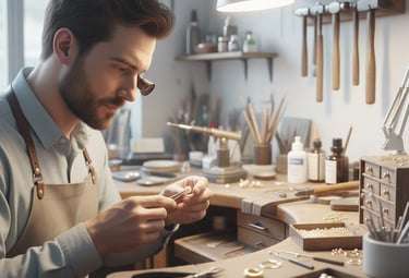 Persona haciendo joyeria artesanal hecha a mano, moderna y clasica