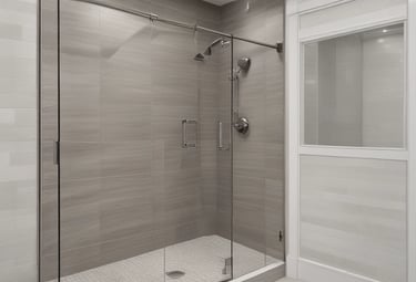 Image of a beautifully installed LVP flooring in a bathroom.