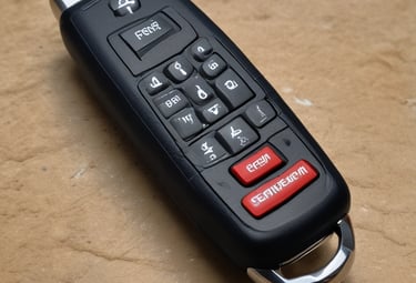 Close-up of a new car key being cut precisely by a modern key cutting machine.