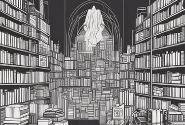 An array of novels stacked on a table.