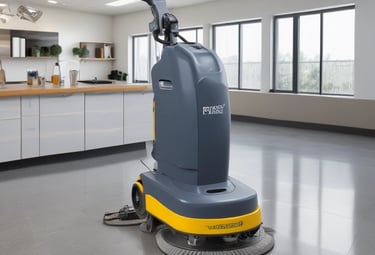 Technician inspecting electrical panels inside a sleek commercial building in Dubai.