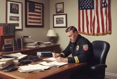Consultant discussing fire department plans with local officials around a table.