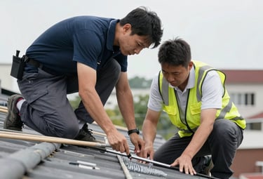 Clean, modern illustration of a user chatting with a service provider on a smartphone.