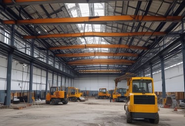 a crane is lifting a crane in a large building