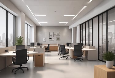 Chic hotel lobby with sleek furniture and ambient lighting.