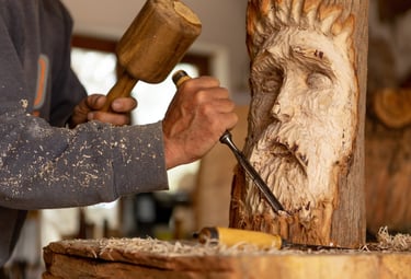 Artist woodworking and crafting