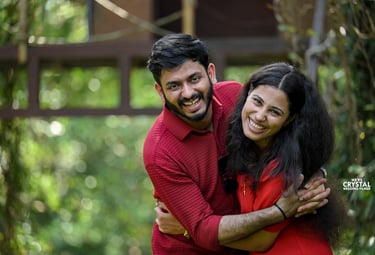 bride and groom in red dress