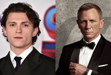 Tom Holland and Daniel Craig pictured in classic tuxedos, representing past and potential future Jam