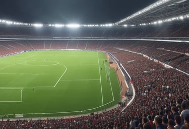 a large stadium with a football field and a stadium