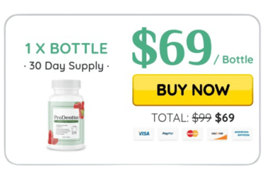 Bottle of ProDentim probiotic supplement supporting dental and gum health