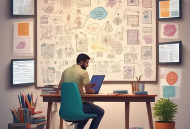 a man sitting at a desk with a laptop computer