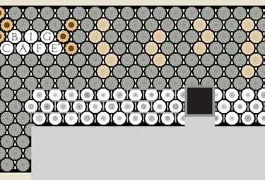 Handmade Art Tile Concept Rendering for Café Wall Installation