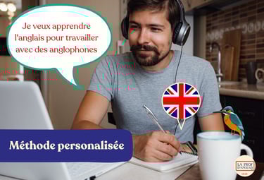 Un homme apprends l'anglais. A man learns English.