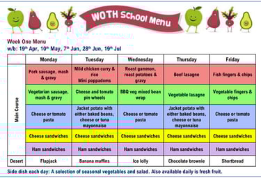 Lunch menu