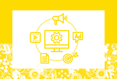 marketing strategy icons eg target, documents, video, advertisements and megaphone