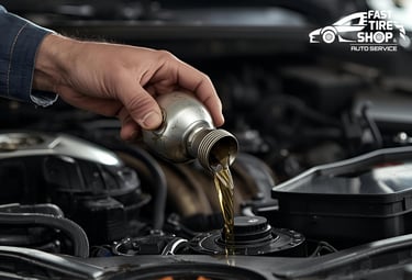 Oil change with filter replacement service at Fast Tire Shop in East Los Angeles