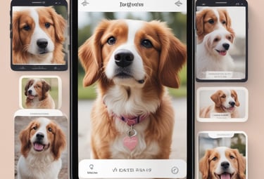 A laptop displaying a website with a search bar at the top and several categorized icons for different services. The laptop is positioned on a light-colored desk in an indoor setting, with the focus on the screen contents and some blurred background elements.