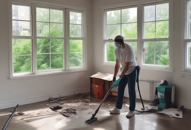A supermarket aisle filled with various cleaning products, organized neatly on shelves. Promotional sale tags are visible on many items, indicating discounted prices. A promotional stand-up banner on the left features a smiling woman holding clean laundry, with a slogan in Hindi.