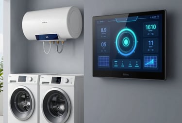 Dashboard showing automated activation of home devices based on energy availability.