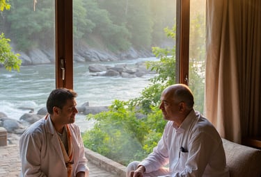 A homeopathic practitioner consulting with a patient in a clinic, discussing personalized treatment