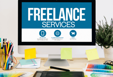 A desktop computer with freelance services on it