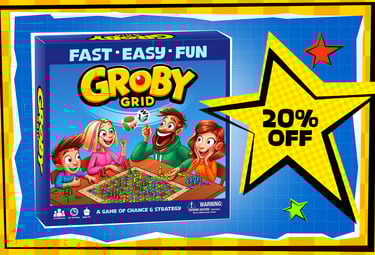 Groby Grid Early Bird Kickstarter reward featuring the standard board game at a special launch price