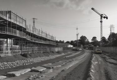 A series of concrete tanks with blue interiors, containing what appears to be agricultural material. A rusted brown pipe with a red valve is connected to the left tank. The tanks are sheltered under a corrugated metal roof with white markings, and the area outside the tanks is rocky.